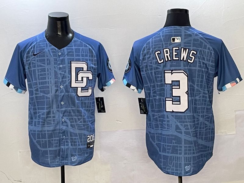 Men Washington Nationals #3 Crews Blue Joint Name Nike 2025 MLB Jersey style 1
